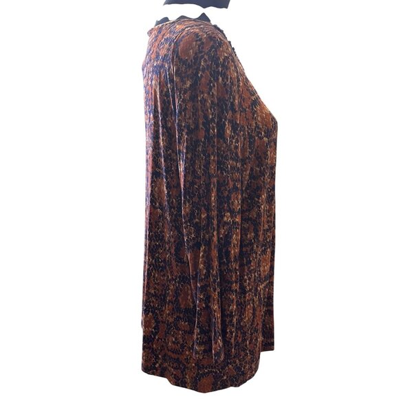 Boho-Style Tunic Top With Beaded Neckline And Animal Print Design Long Sleeves F - Picture 4 of 7